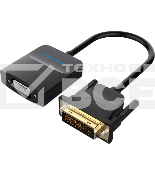 Мультимедиа конвертер активный Vention DVI-D 25М > VGA - 0.15 м. Чёрный