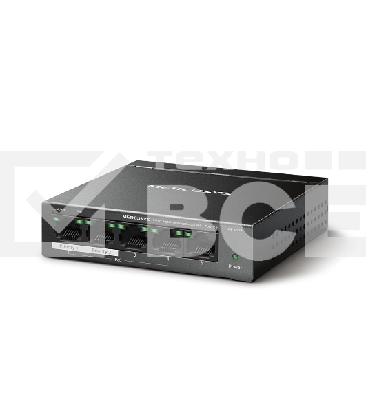 Настольный коммутатор Mercusys MS105GP с 5 гигабитными портами (4 порта PoE+)