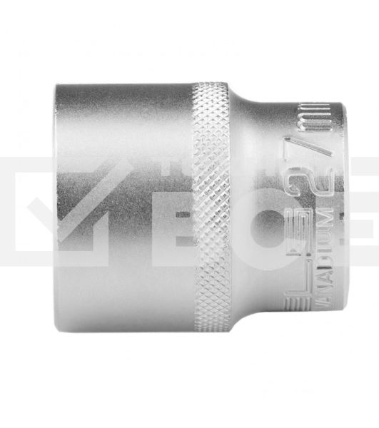 Головка торцевая, 27 мм, 12-гранная, CrV, под квадрат 1/2', хромированная Stels