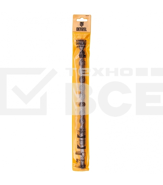 Бур по бетону, двойная спираль, Cobalt W-tip, 16x310 мм, SDS PLUS Denzel