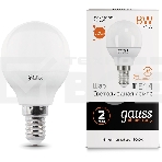 Лампа светодиодная LED 8Вт E14 220В 2700К Elementary шар 53118 Gauss, фото2