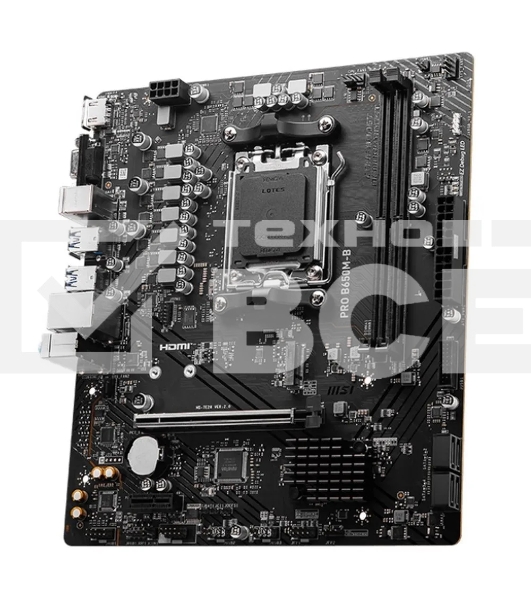Материнская плата MSI PRO B650M-B, AM5, AMD B650, 2xDDR5, 4xSATA, 1xM.2, 1xPCI-E 4.0 x16, 1xPCI-E 4.0 x1, 1xHDMI, 1xVGA, 1x2.5Gb LAN, 2xUSB 2.0, 4xUSB 3.2 Gen 1, 3x3.5 мм, 7.1, Micro-ATX