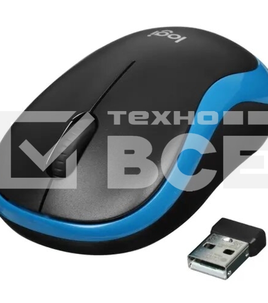 Мышь беспроводная Logitech M185 синий, 1000 dpi, радиоканал, USB, кнопки - 3