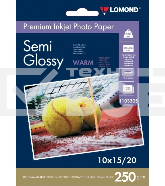 Фотобумага ПРЕМИУМ для стр.печати LOMOND 250 г/м2 односторонняя Semi-Glossy Warm 10х15см(20л)