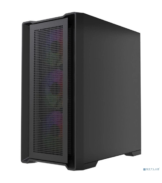 Powercase Alisio Micro X4B V2 LE, Tempered Glass, 4х 120mm ARGB PWM fans, чёрный, mATX без встроенного хаба (CAMCXB-A4-LE)