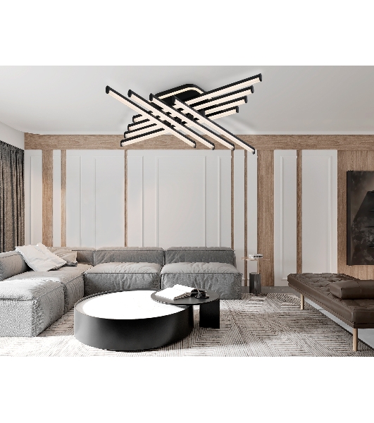 Потолочный светодиодный светильник Ambrella light FL6262 BK черный 130W 3000K-6400K 810*810*130 (ПДУ ИК)