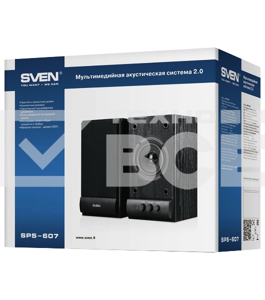 Колонки Sven SPS-607 2.0 черный 6Вт