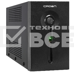 Источник бесперебойного питания CROWN Line Intractive CMU-SP650EURO USB 650VA\390W, корпус металл, 1x12V/7AH, розетки 2*EURO+3*IEC, трансформатор AVR 140-290V, съёмный кабель 1.2 м, порт RJ11/45, порт USB, защита: от перегрузки, от КЗ, от скачков напражен