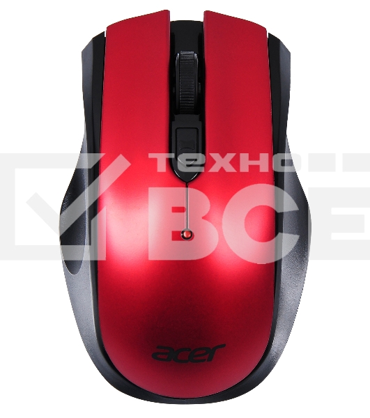 Мышь беспроводная Acer OMR032 черный/красный, 1600 dpi, радиоканал, USB, кнопки - 4