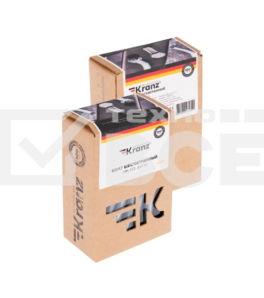 Болт шестигранный KRANZ DIN 933, 8х110, упаковка поставщика ( 24 кг. / 500 шт.)