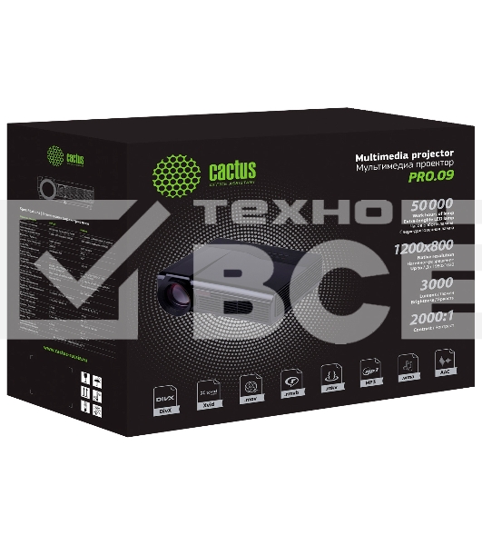 Проектор Cactus CS-PRO.09WT.WXGA-W LCD 3000Lm (1280x720) 2000:1 ресурс лампы:50000часов 2xUSB typeA 2xHDMI 4.7кг