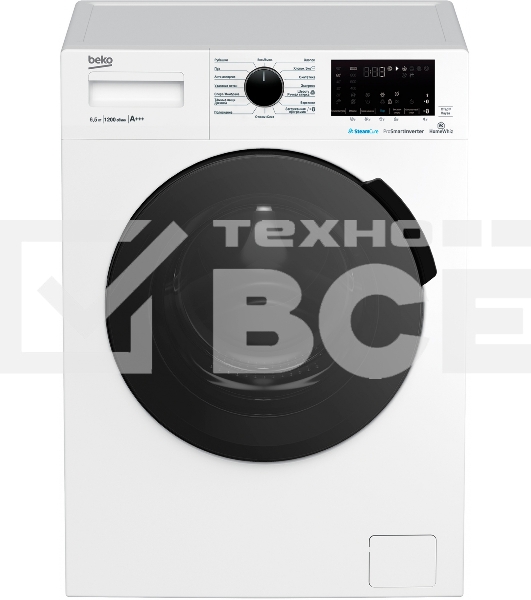 Стиральная машина Beko WSPE6H616W белый, загрузка фронтальная 6,5 кг, 1200 об/мин., класс: А