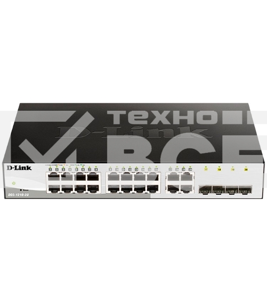 Коммутатор D-Link Gigabit Smart Switch with 16 10/100/1000Base-T ports and 4 Gigabit MiniGBIC (SFP) ports