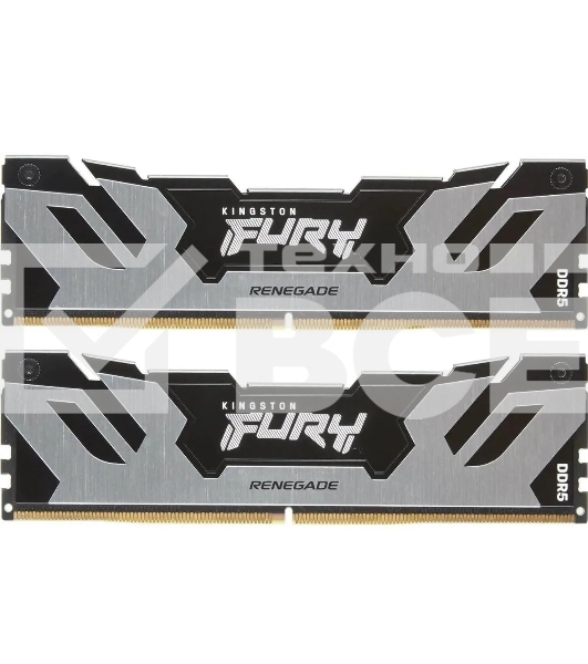 Оперативная память Kingston Fury Renegade, DDR5, 96Gb (2x48GB), 6400MHz, CL32, DIMM, с радиатором, серебристый