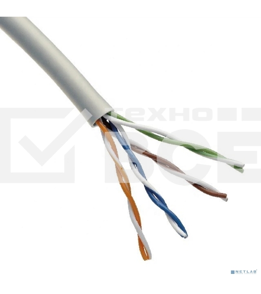 Кабель витая пара U/UTP, CAT 5e, PVC, 4х2х0,52 мм, 24AWG, INDOOR, SOLID, серый, 305 м Rexant PRO