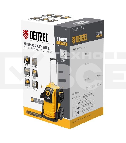 Моечная машина высокого давления K 50 Power, 2100 Вт, 150 бар, 600 л/ч, асинх. двиг. Denzel