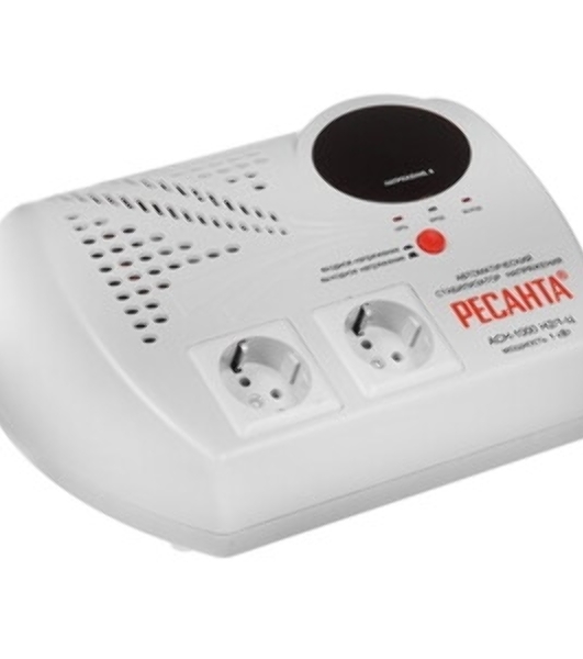 Стабилизаторы напряжения Ресанта АСН-1 000 Н2/1-Ц 63/6/13 Стабилизатор 2 роз, 220В±8%, Габариты 260х200х110, Вес 3,7кг