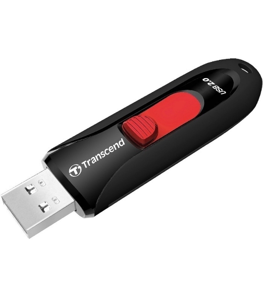 Флешка USB Transcend JetFlash 590 (TS64GJF590K), 64Gb, USB 2.0, R/W 25/15, черный/красный