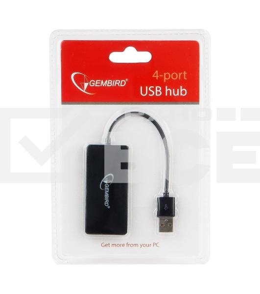 Концентратор USB 2.0 Gembird UHB-U2P4-03, 4 порта, блистер