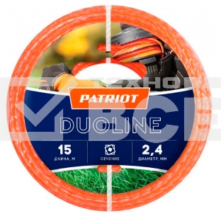 Леска для садовых триммеров Patriot Duoline d=2.4мм L=15м