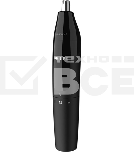 Триммер для носа Philips NT1620/15 роторный режущий элемент, водонепроницаемый корпус - пластик, цвет - черный, в комплекте батарейка АА