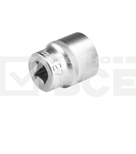 Головка торцевая, 27 мм, 12-гранная, CrV, под квадрат 1/2', хромированная Stels
