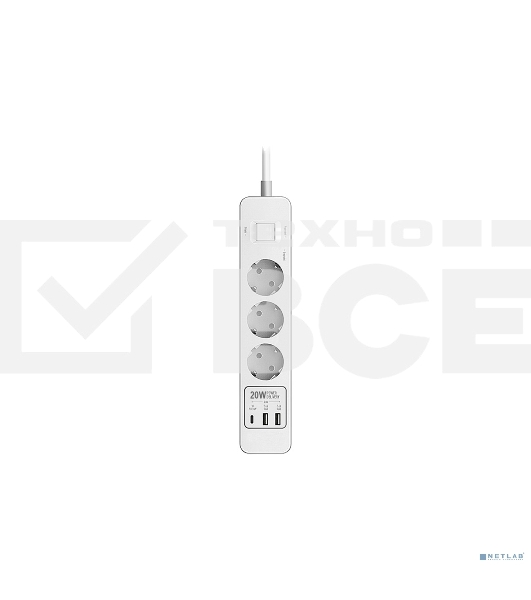 Удлинитель с USB зарядкой Harper UCH-440 White PD3.0