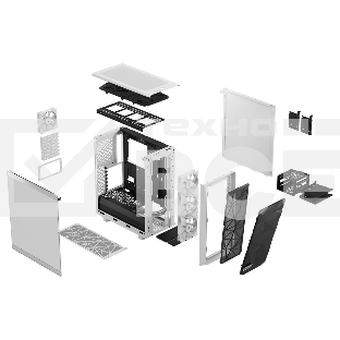 Корпус ПК без блока питания Fractal Design Meshify 2 Compact RGB TG Light Tint, Midi-Tower, 4x120mm RGB, 2xUSB-A 3.2 + 1xUSB 3.2 Type-C ATX, mATX, mITX White