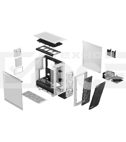Корпус ПК без блока питания Fractal Design Meshify 2 Compact RGB TG Light Tint, Midi-Tower, 4x120mm RGB, 2xUSB-A 3.2 + 1xUSB 3.2 Type-C ATX, mATX, mITX White
