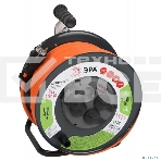 Удлинитель силовой ЭРА RMx-4es-3x2.5-40m-IP44 на металлической катушке с заземлением с выключателем 4 розетки 40 м ПВС, фото 1