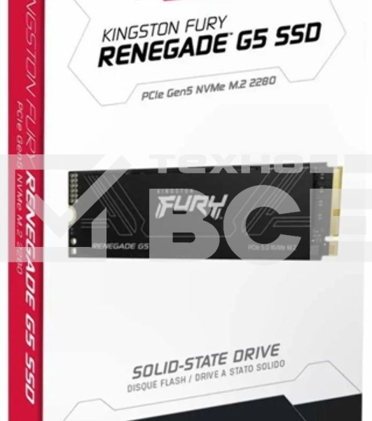 Накопитель SSD Kingston Fury Renegade, 1Tb, M.2(22x80мм), NVMe, PCIe 5.0 x4, 3D TLC, R/W 14200/11000Mb/s, IOPs 2 200 000/2 150 000, TbW 1000, DWPD 0.5 (12 мес)