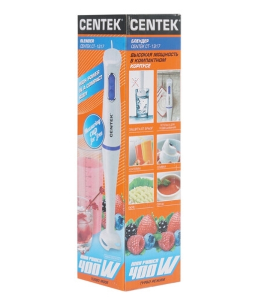 Блендер Centek CT-1317 400 Вт, стакан 600мл, турбо-режим, хром. отделка