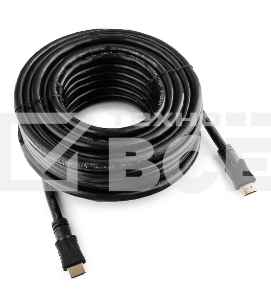 Кабель Cablexpert HDMI CC-HDMI4-15M, 19M/19M, v2.0, медь, позол.разъемы, экран, 15м, черный, пакет