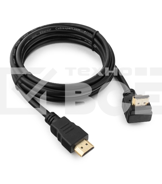 Кабель Cablexpert HDMI CC-HDMI490-6, 19M/19M, v2.0, медь, позол.разъемы, экран, угловой, 1.8м, черный, пакет