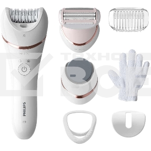 Эпилятор Philips 2 скорости, широкая головка, Wet&Dry, беспроводной, opti light, 6 аксессуаров