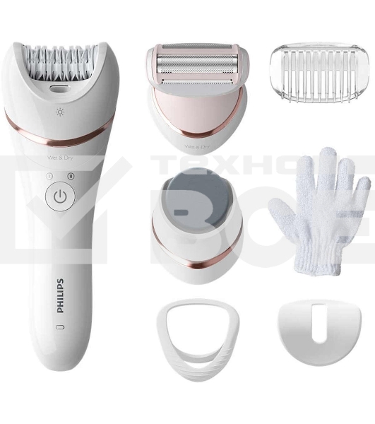 Эпилятор Philips 2 скорости, широкая головка, Wet&Dry, беспроводной, opti light, 6 аксессуаров