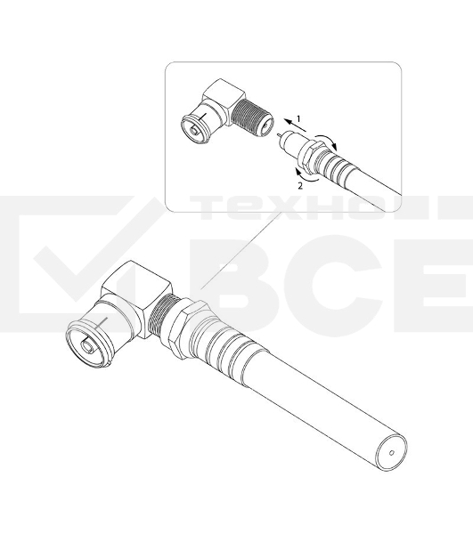 Переходник антенный гнездо F-гнездо TV угловой блист. Rexant 06-0026-A