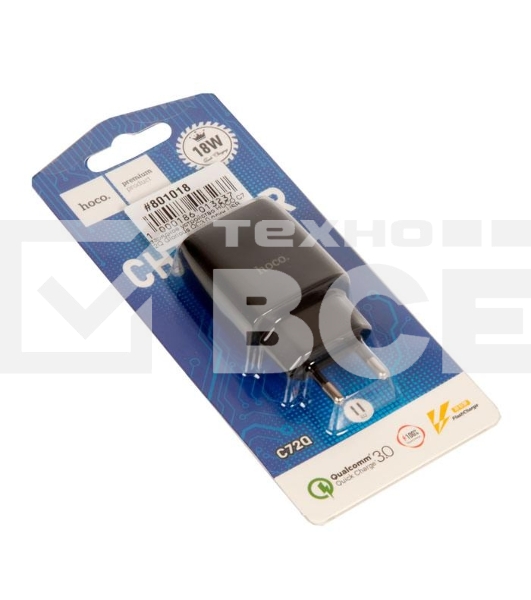 Сетевое зарядное устройство QC 3.0/ HOCO HC-32507 C72Q/ 1 USB/ Выход: 5V_9V_12V, 18W, черный