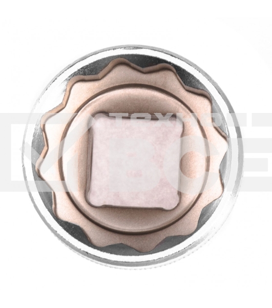 Головка торцевая, 27 мм, 12-гранная, CrV, под квадрат 1/2', хромированная Stels