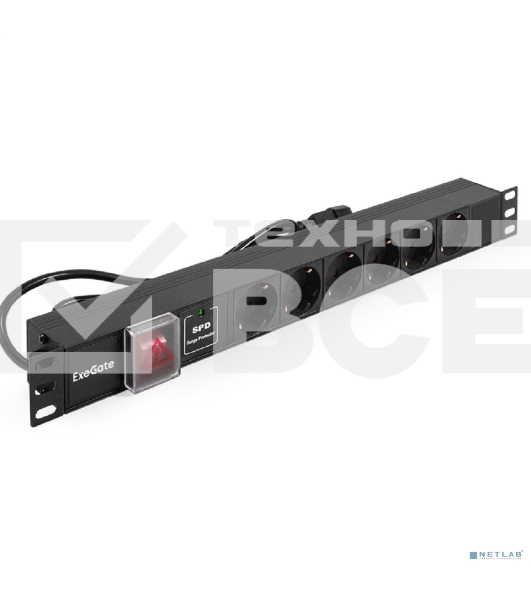 Блок розеток горизонтальный ExeGate ServerPro PDU-19H609 Al-6S-C14-2, 19