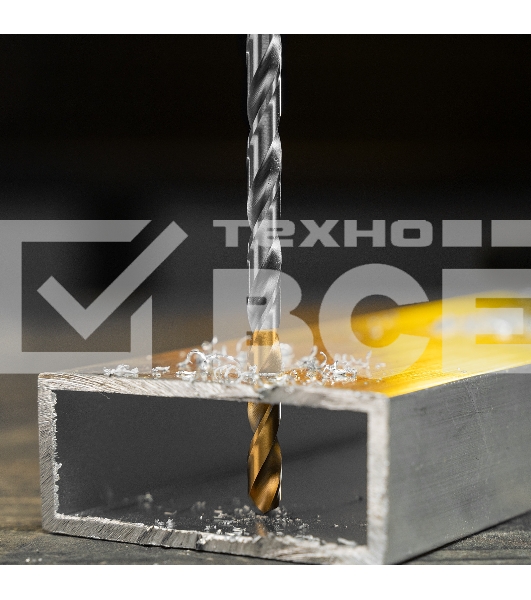 Сверло спиральное по металлу Denzel 6 х 139 мм, Р6М5, Golden Tip, удлиненное