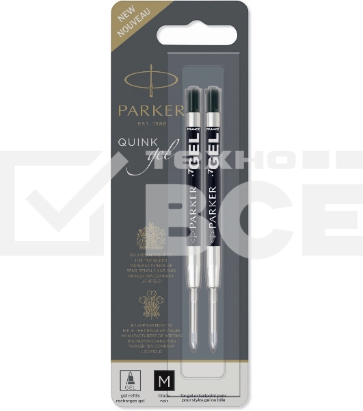 Стержень гелевый Parker Z10 (1950362) M 0.7мм черные чернила для ручек шариковых блистер (2шт)