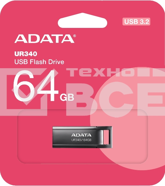 Флеш диск A-Data 64Gb UR340 AROY-UR340-64GBK USB3.2 черный