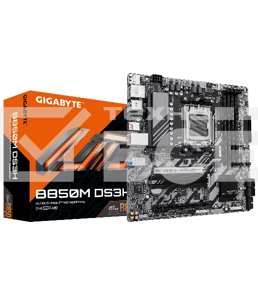 Материнская плата Gigabyte B850M DS3H, AM5, AMD B850, 4xDDR5, 4xSATA, 2xM.2, 1xPCIe 5.0 x16, 1xPCIe 3.0 x4, 1xHDMI, 2xDP, 1x 2.5Gb LAN, 3xUSB-A 3.2 Gen 1, 1xUSB-A 3.2 Gen 2, 4xUSB-A 2.0, 1xUSB-C 3.2 Gen 2, 3x3.5 мм, 7.1, mATX