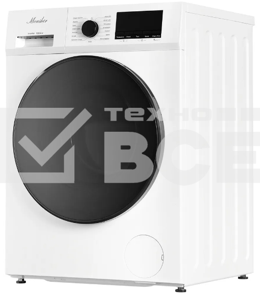 Стиральная машина с функцией сушки MONSHER MWDM 665 Blanc High-Tech, загрузка 10.5 кг, 13 программ, кнопочное управление, инверторный двигатель, 1400 об/мин, цвет белый