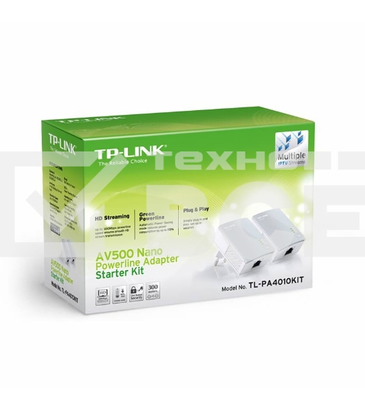 Сетевой адаптер TP-Link TL-PA4010KIT AV600 Nano Powerline Ethernet Adapter Starter Kit, Ultra Compact Size, 500Mbps Powerline Datarate,10/100Mbps Fast Ethernet, HomePlug AV, Green Powerline,Plug and Play, Twin Pa