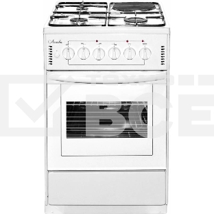 Плита комбинированная Лысьва ЭГ 1/3г01-2у белый, конфорок 4 шт (3 газовых + 1 электрическая), духовка 57 л, 50 см x 84 см x 60 см