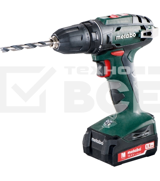 Дрель-шуруповерт аккумуляторная Metabo BS 14.4 602206550, Аккумуляторный, 14.4В, 2 АКБ, Кейс