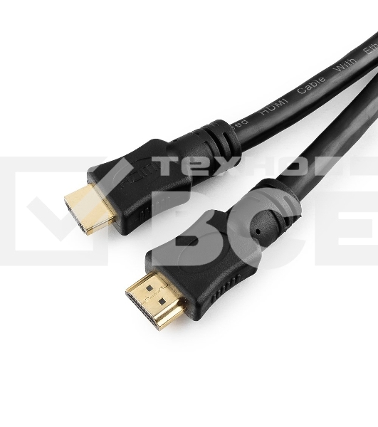 Кабель Cablexpert HDMI CC-HDMI4-15M, 19M/19M, v2.0, медь, позол.разъемы, экран, 15м, черный, пакет