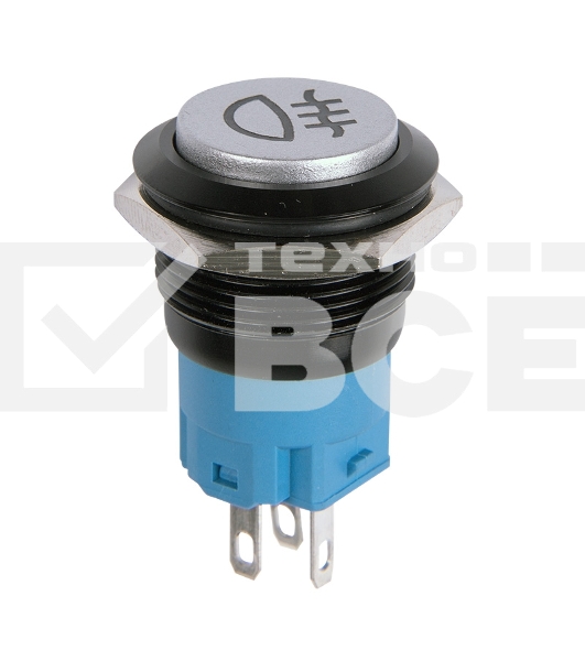 Кнопка антивандальная Rexant Ø19 Фикс 12В (2с) ON-OFF зеленая (Противотуманки)